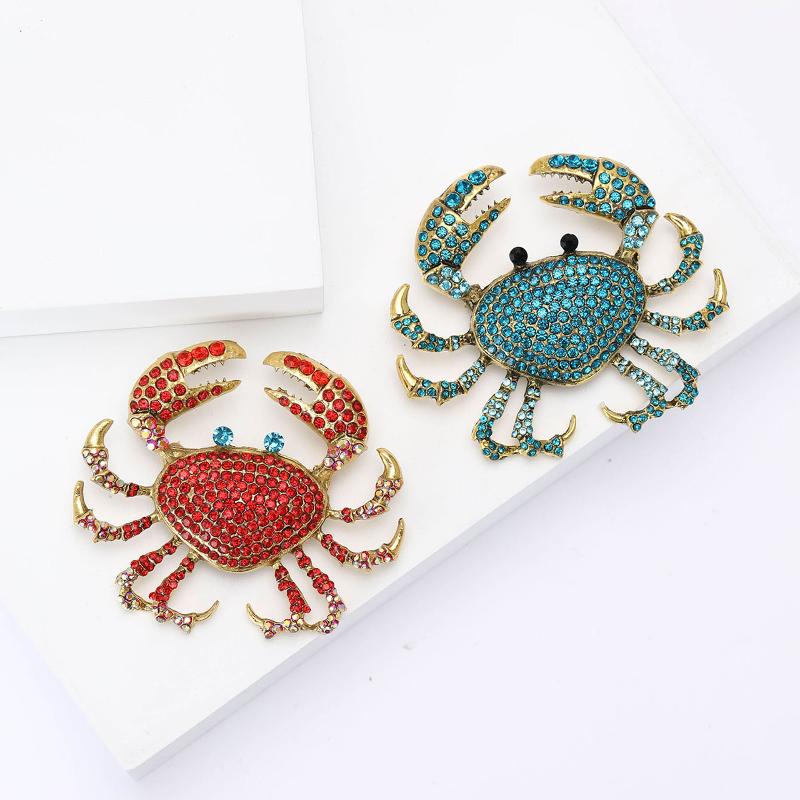 🌟Fashion Rhinestone Crab Brooc - Embroidery Fish avaliação e preço