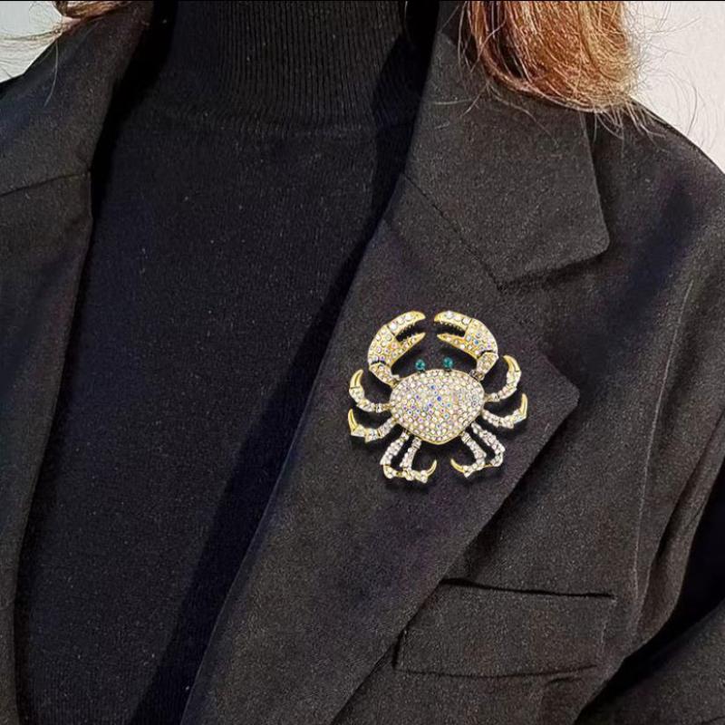 🌟Fashion Rhinestone Crab Brooc - Embroidery Fish avaliação e preço