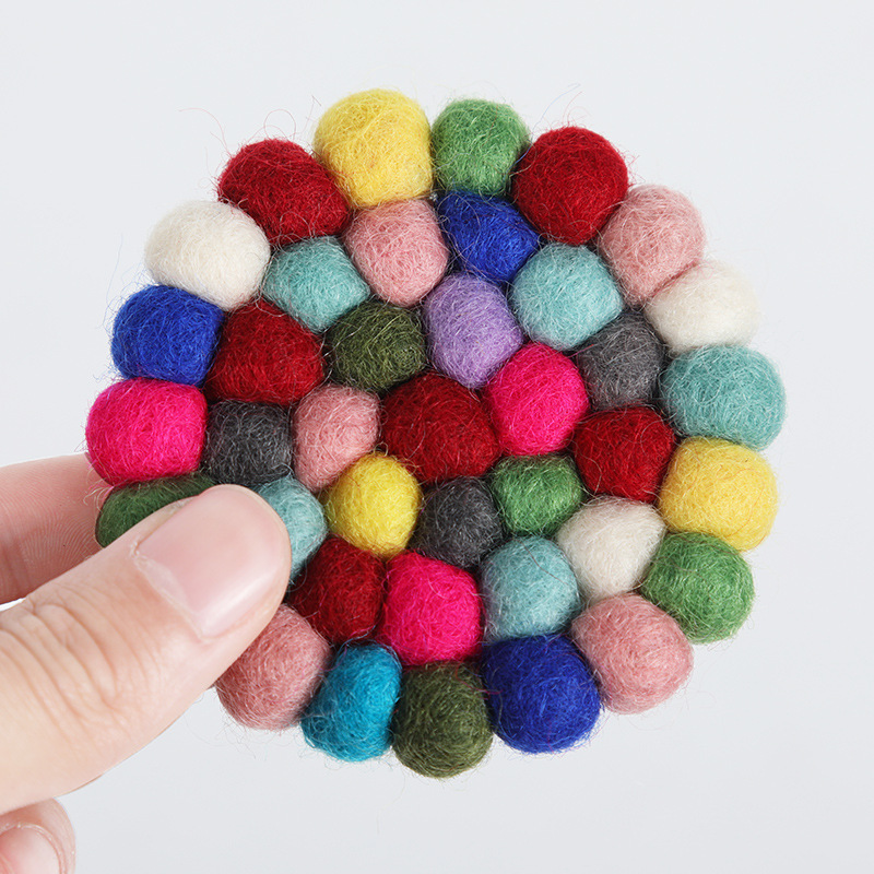 Colored Balls Woven Cup Mats W - Felt Sheet Wool avaliação e preço