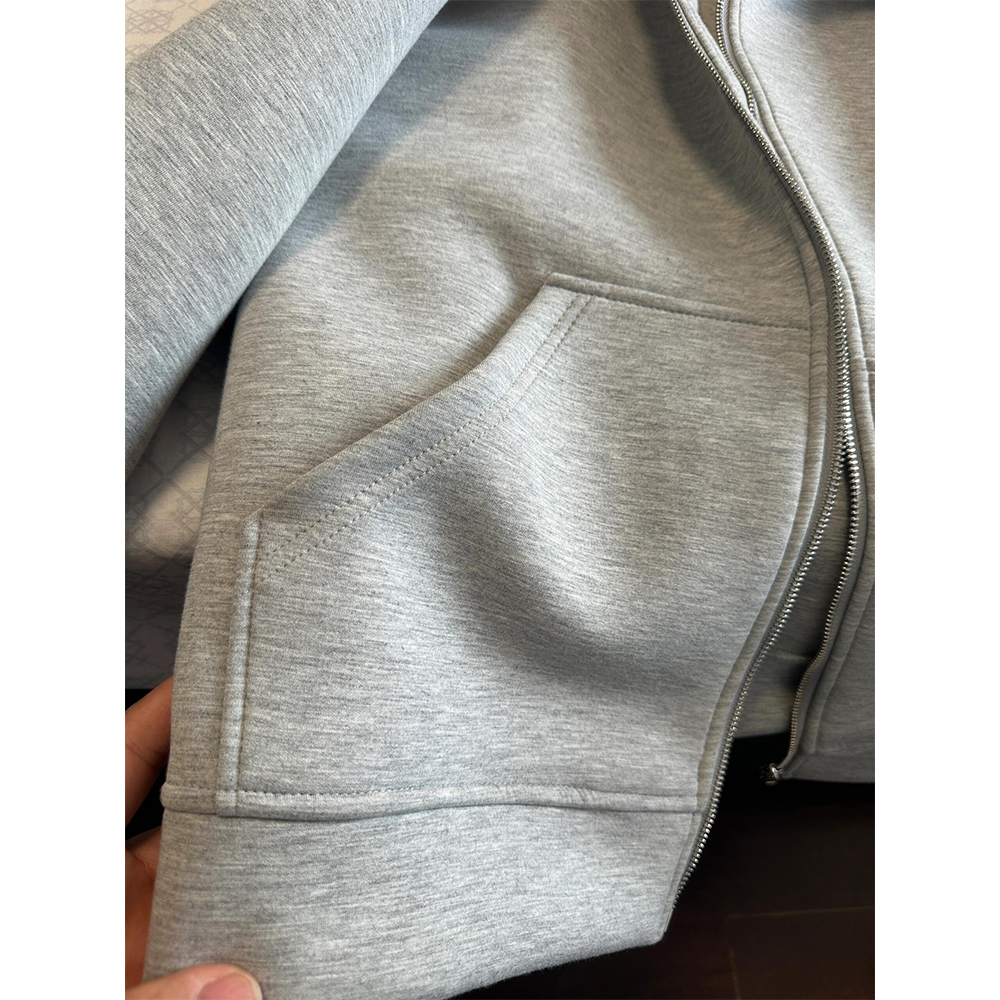 Women's Grey Hooded Coat Solid - Embroidery Zip Up Hoodie avaliação e preço