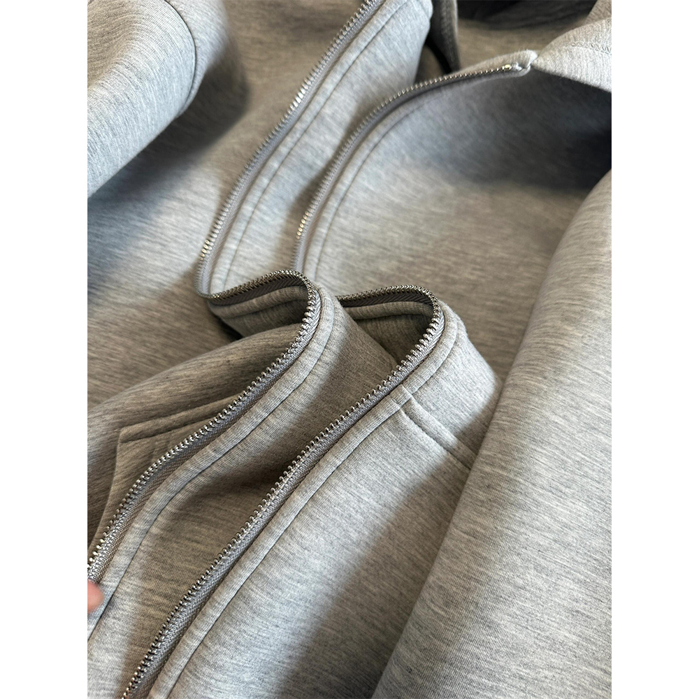 Women's Grey Hooded Coat Solid - Embroidery Zip Up Hoodie avaliação e preço
