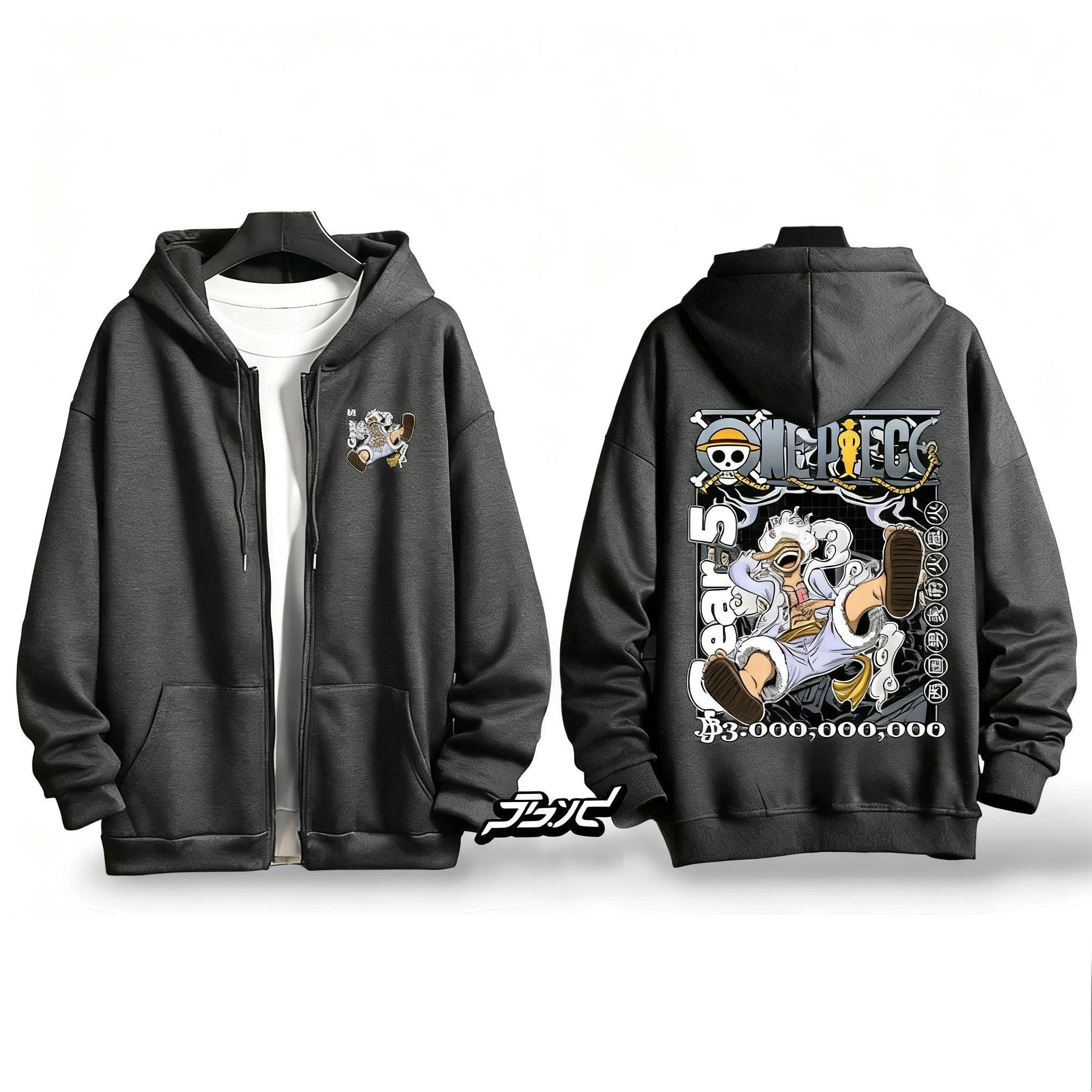 One Piece Gear 5 Luffy Anime H - Embroidery Zip Up Hoodie avaliação e preço