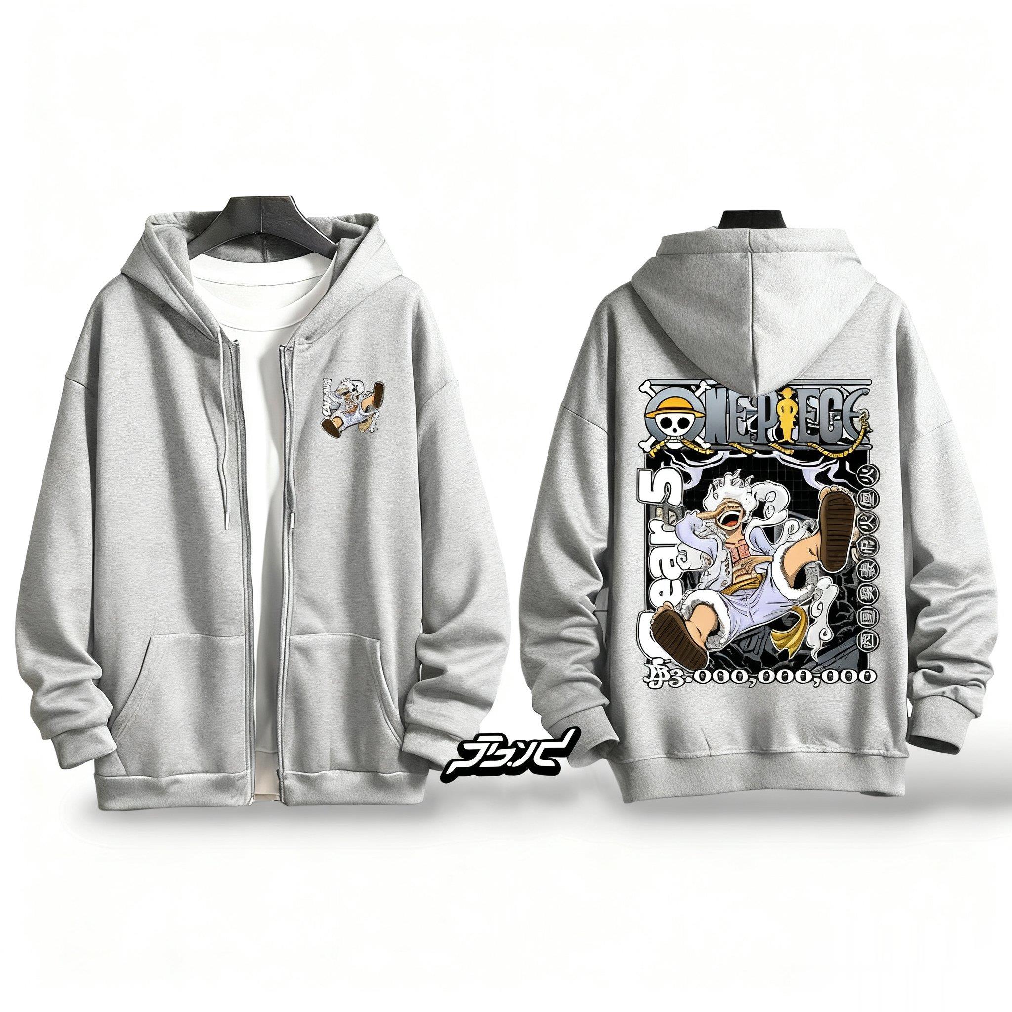 One Piece Gear 5 Luffy Anime H - Embroidery Zip Up Hoodie avaliação e preço