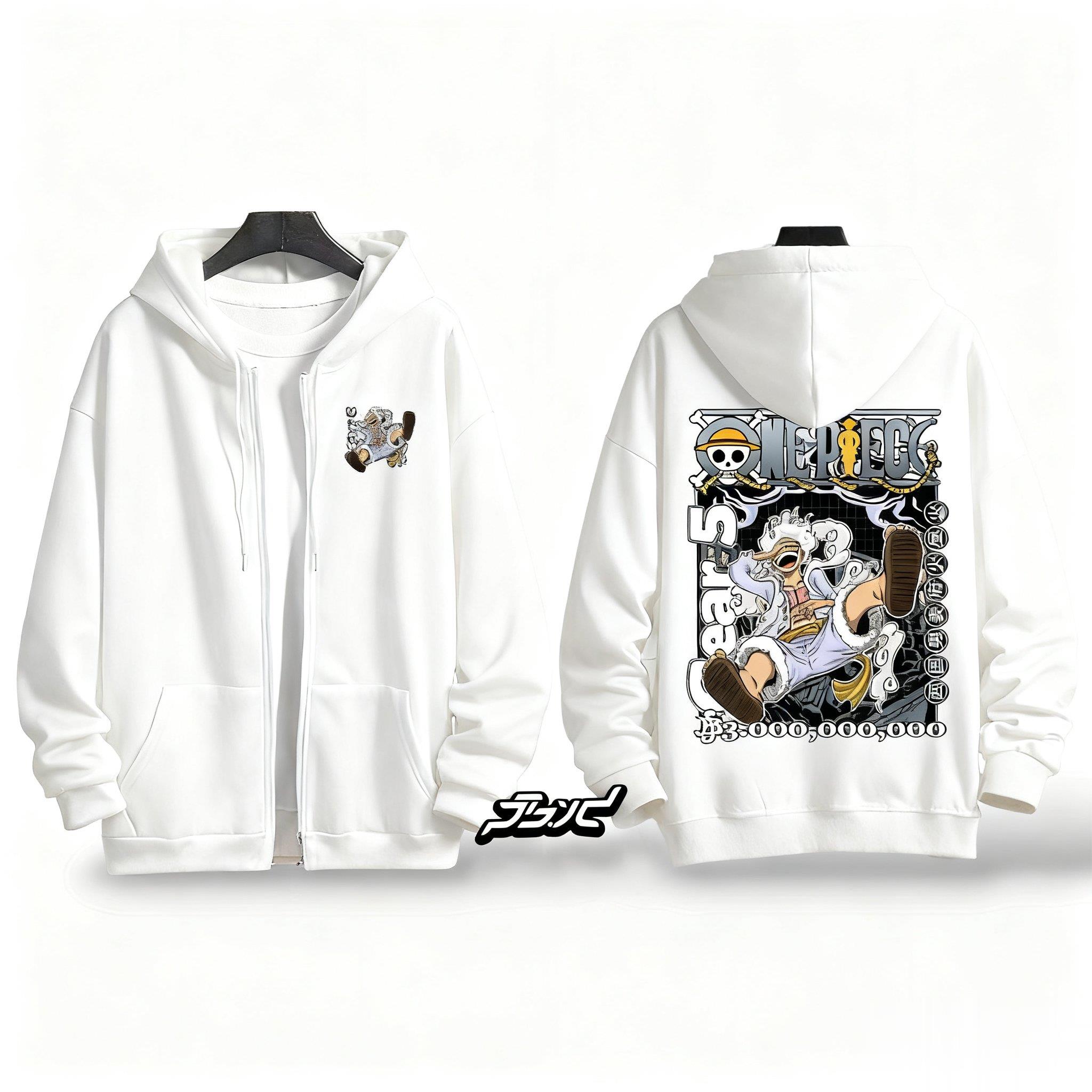 One Piece Gear 5 Luffy Anime H - Embroidery Zip Up Hoodie avaliação e preço