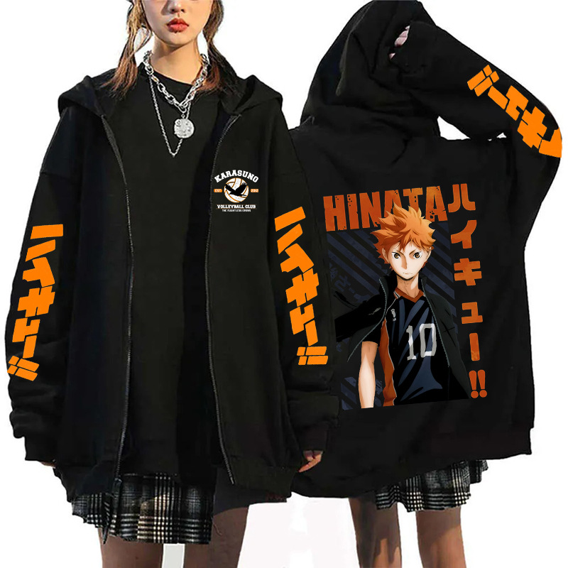 Haikyuu Hinata Graphic Zippper - Embroidery Zip Up Hoodie avaliação e preço