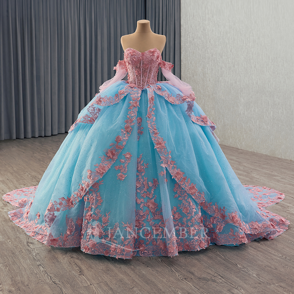 Shinny Bow Quinceanera Dress P - Embroidery Organza avaliação e preço
