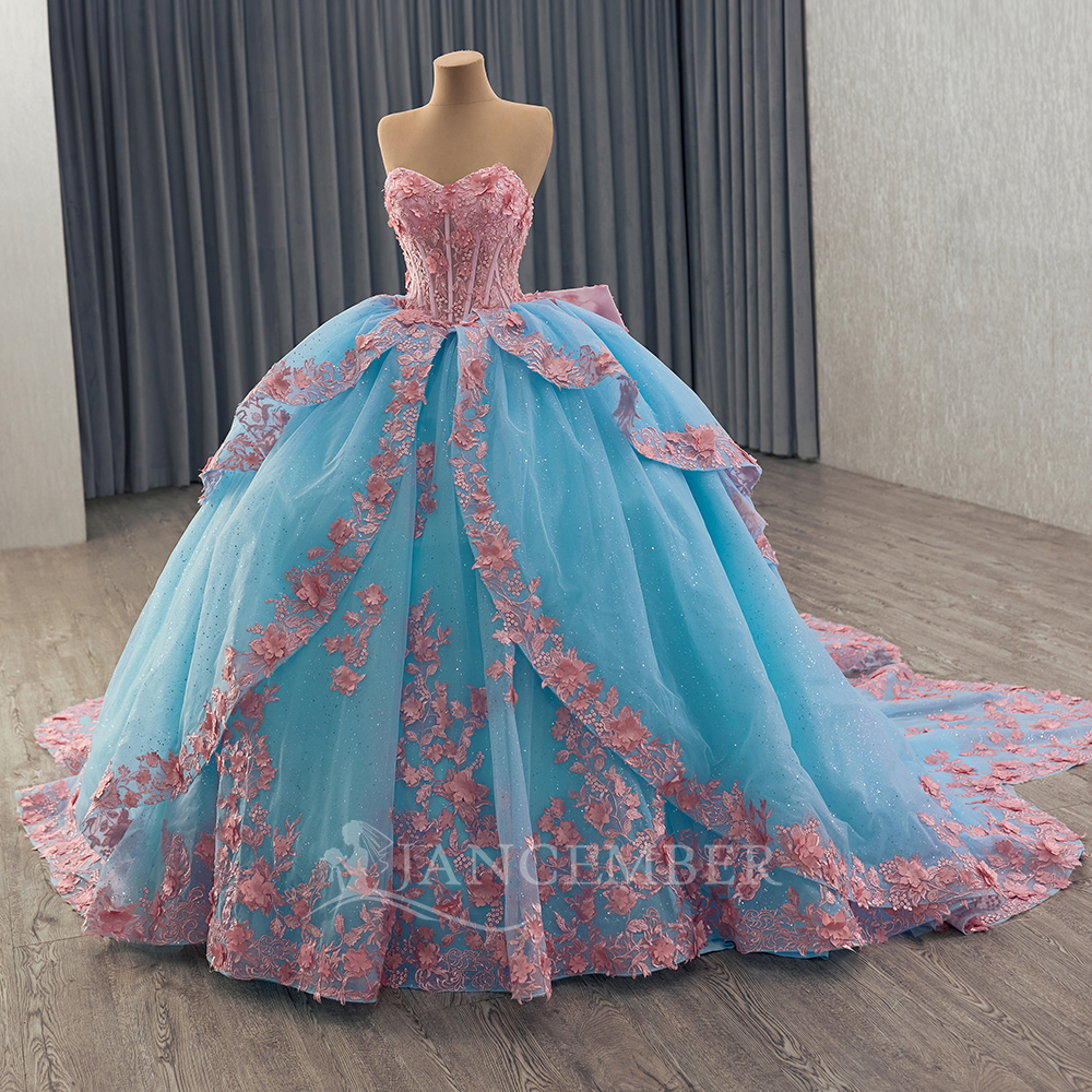 Shinny Bow Quinceanera Dress P - Embroidery Organza avaliação e preço