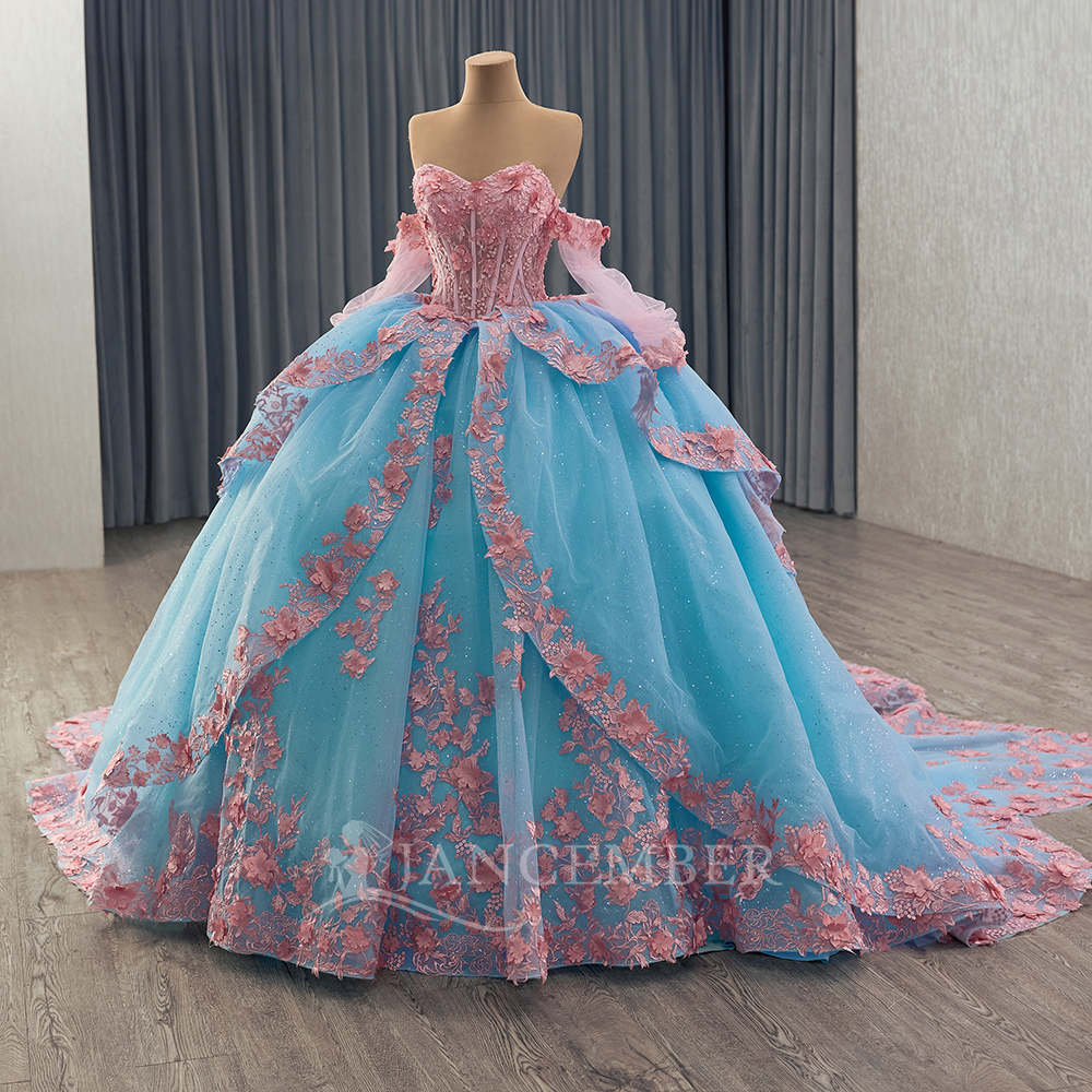 Shinny Bow Quinceanera Dress P - Embroidery Organza avaliação e preço