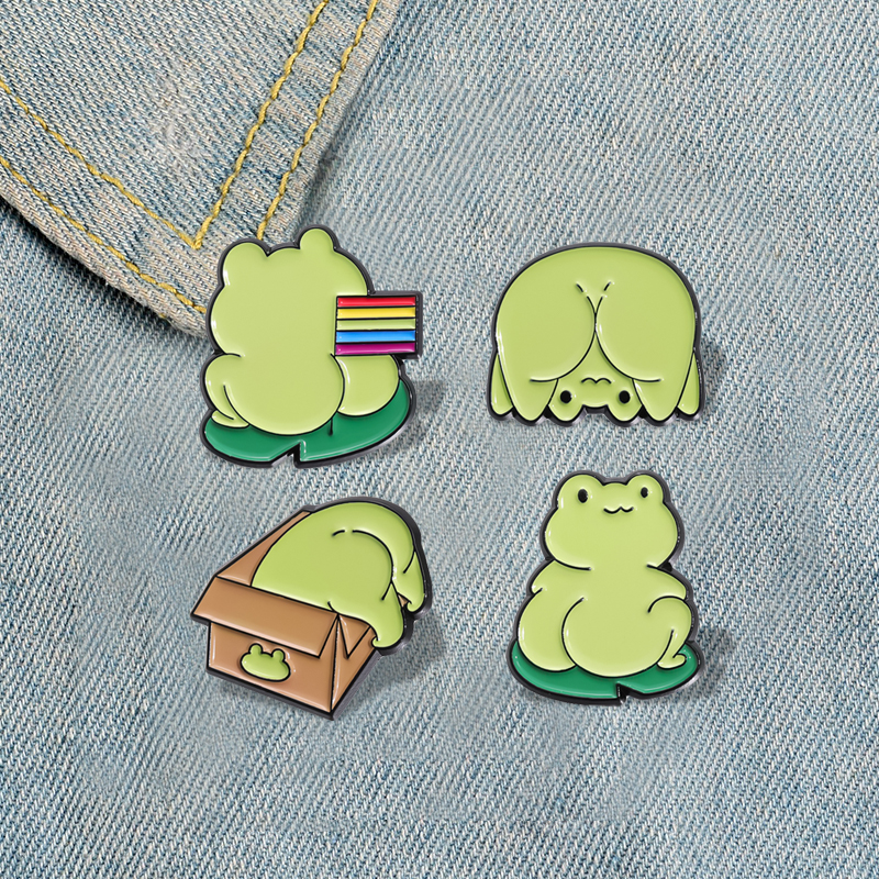 Cute Green Frog Enamel Pins Cu - Embroidery Fish avaliação e preço