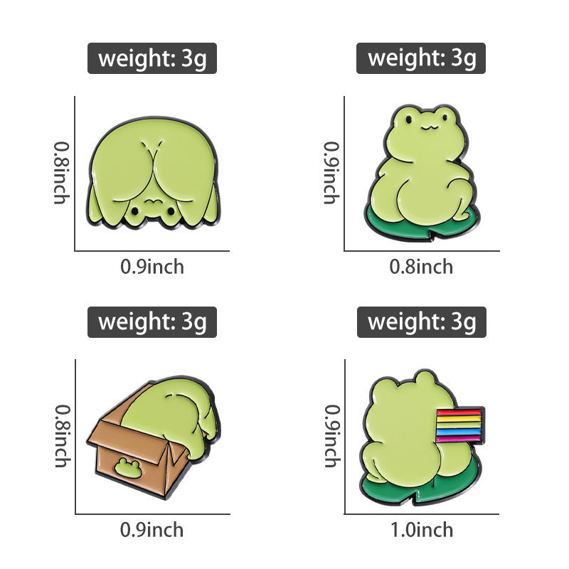 Cute Green Frog Enamel Pins Cu - Embroidery Fish avaliação e preço
