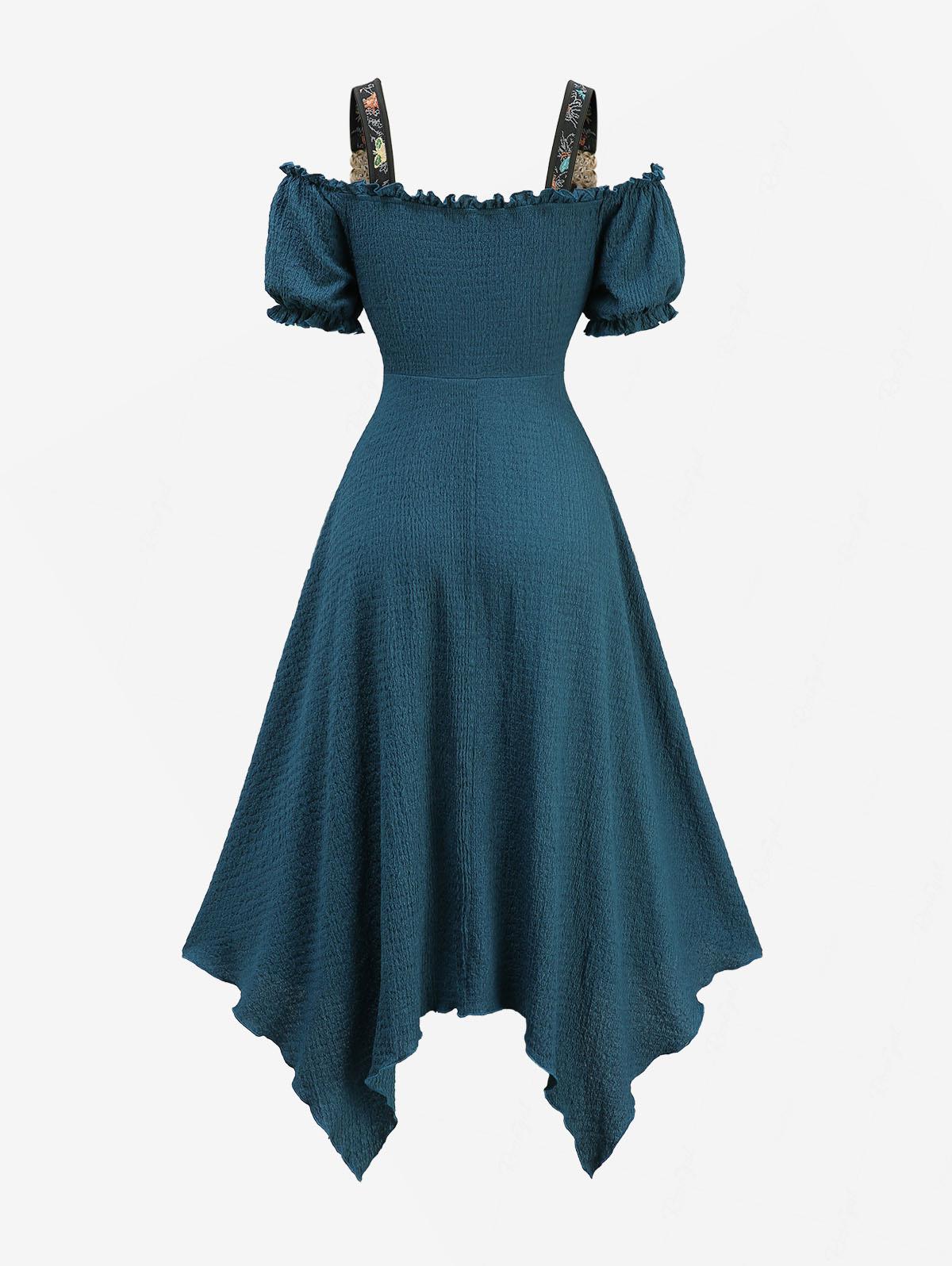 Plus Size Casual Deep Green Dr - Embroidery Texture avaliação e preço
