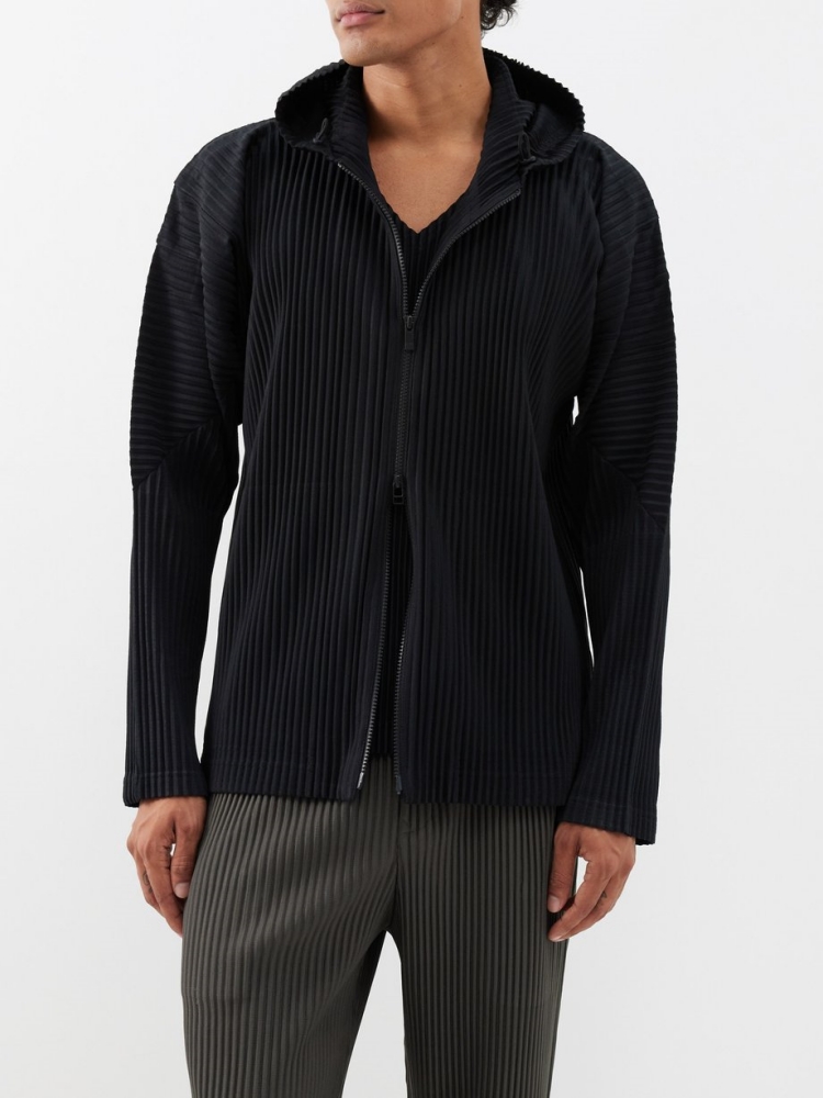 Miyake Pleated Men Zip-up Plis - Embroidery Zip Up Hoodie avaliação e preço