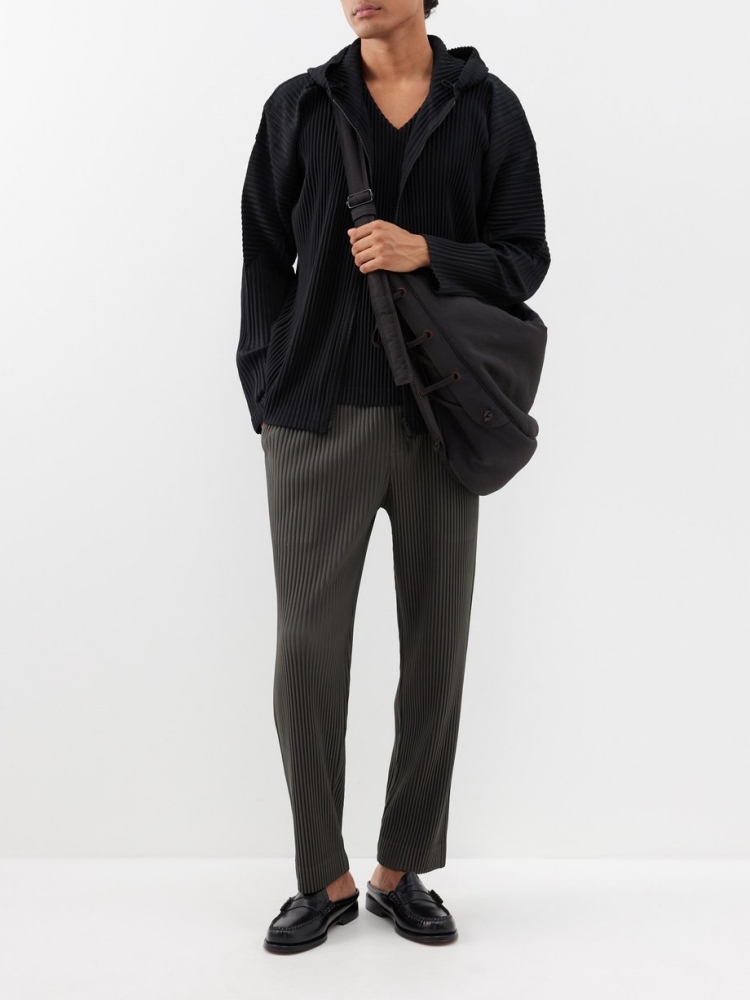 Miyake Pleated Men Zip-up Plis - Embroidery Zip Up Hoodie avaliação e preço
