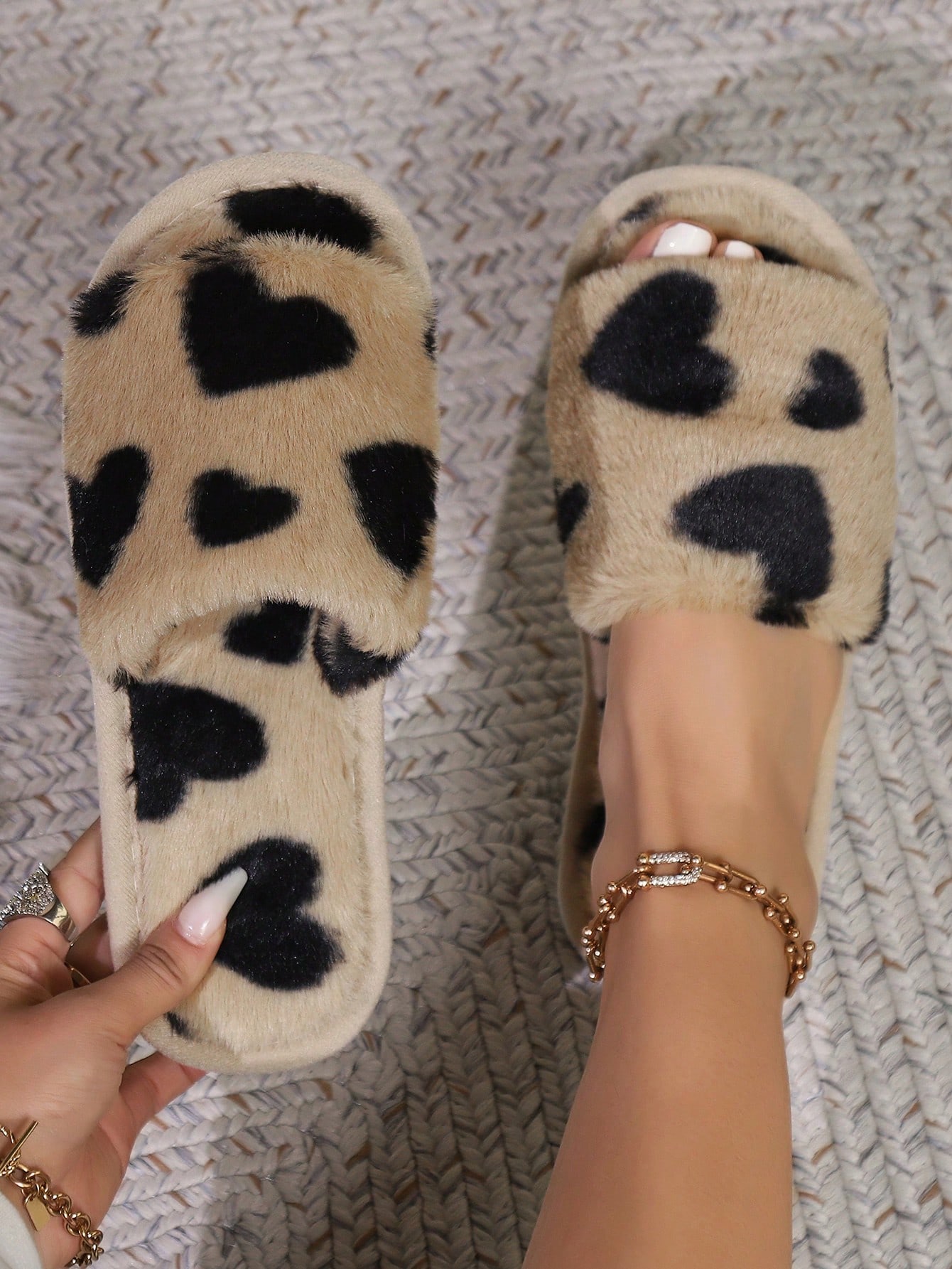 Fall Winter Women's Fluffy Sli - Felt Sheet Wool avaliação e preço