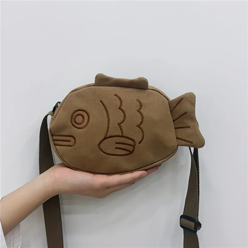 Fish Shape Canvas Messenger Ba - Embroidery Fish avaliação e preço