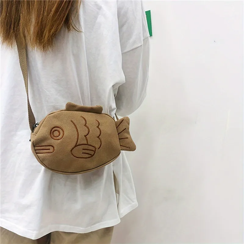 Fish Shape Canvas Messenger Ba - Embroidery Fish avaliação e preço